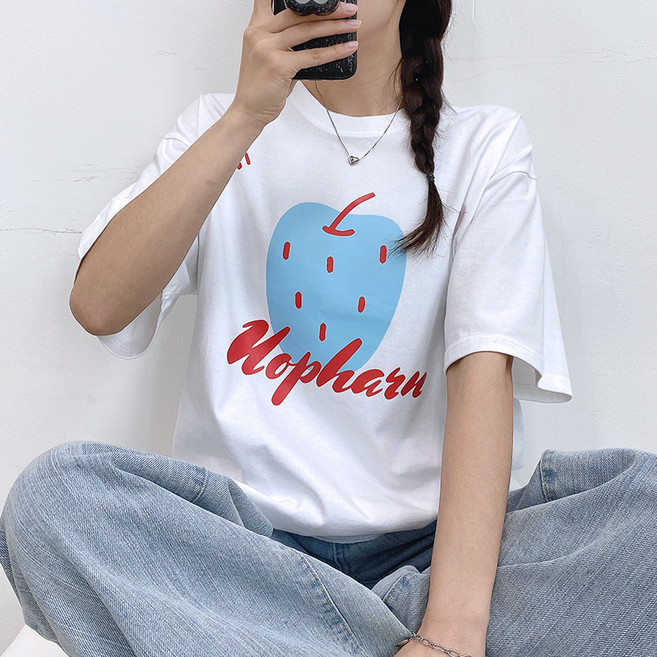 젤루나 여성용 순면 빅사이즈 오버핏 롱 반팔티 TH-68