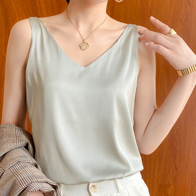 알로데 여성용 라모드 V넥 더블 스트랩 민소매 나시