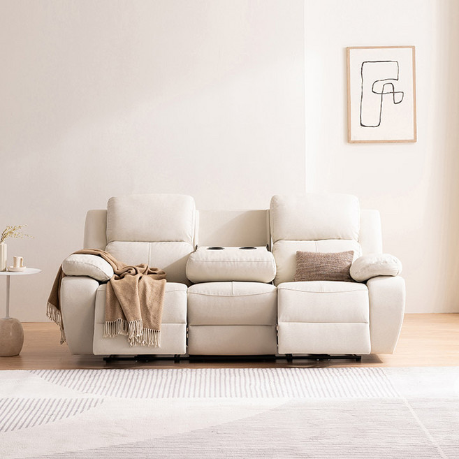 삼익가구 모노드 USB 3인용 전동 리클라이너 가죽소파 양방향 방문설치, 아이보리