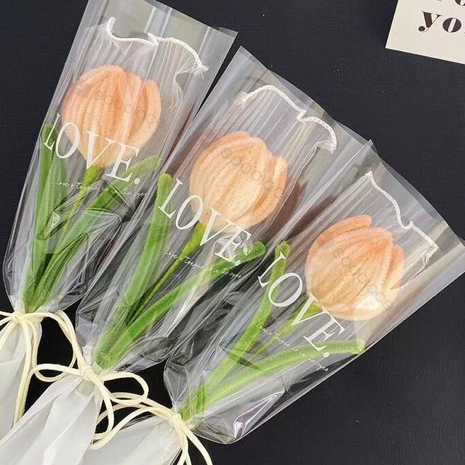 Souplace 紀念日 畢業典禮 禮物 毛根花 鬱金香 花朵 FREE S261-0203FR, 橘色, 3個