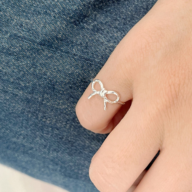 젤루나 여성용 매듭 리본 심플 레이어드 베이직 데일리 오픈링 애끼반지 B-172
