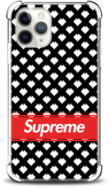 보글하트패턴 슈프림 방탄 투명 젤리 휴대폰 케이스