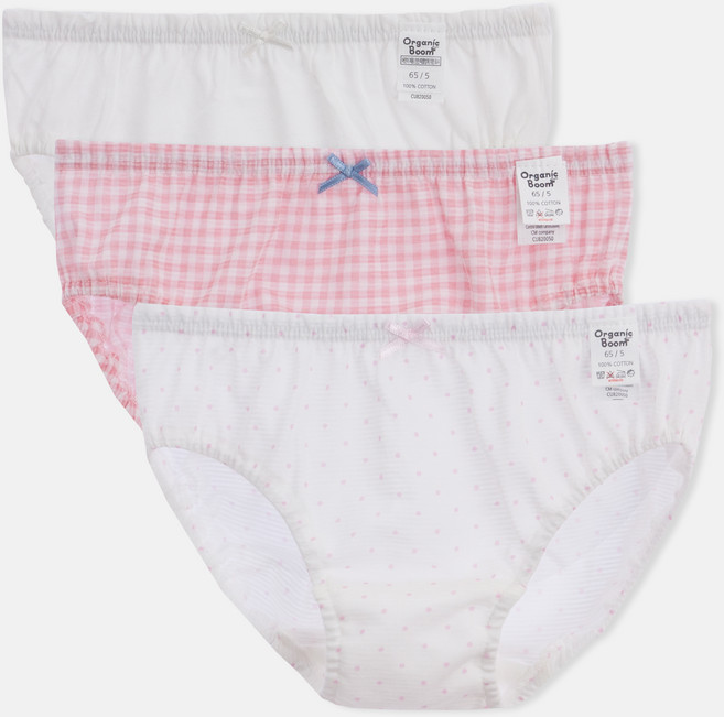 오가닉붐 여아용 기본 + 체크 + 도뜨 학생 삼각 팬티 세트