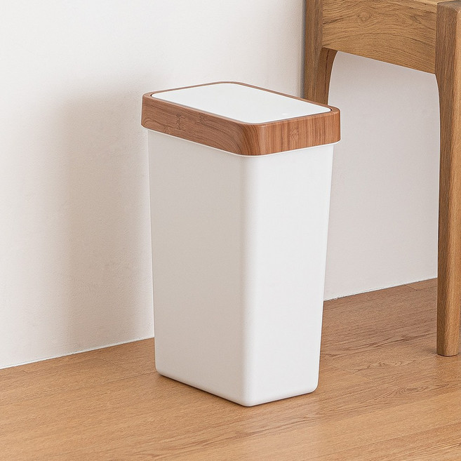 파리지앵 우디 원터치 휴지통 사각, 화이트