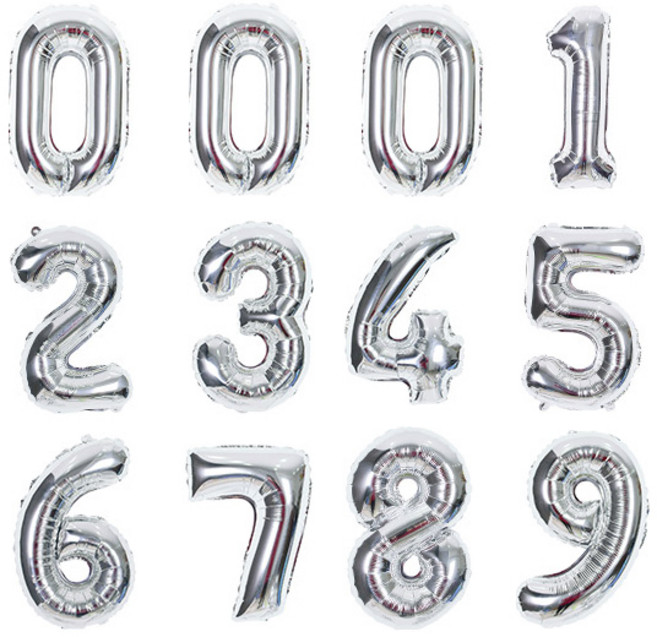 조이파티 숫자 은박 풍선 소 12p 세트, 실버, 1세트