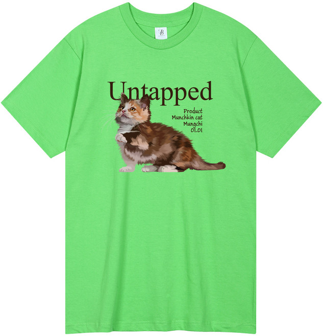 언탭트 먼치킨 고양이 뭉치 16수 통기성 반팔 티셔츠 순면