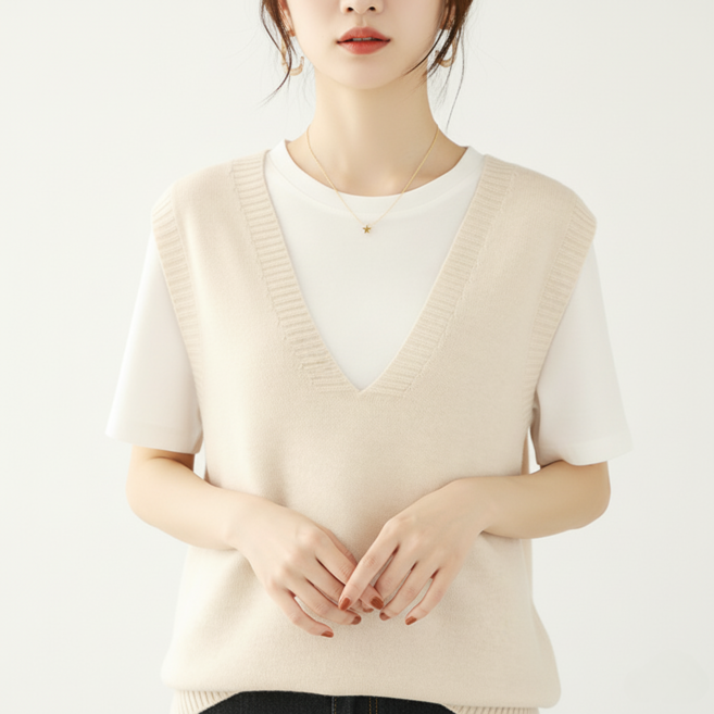 Marketpia 女性V領寬鬆針織背心