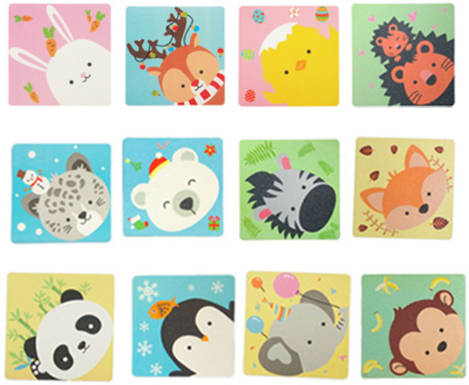 다다 미끄럼 방지 스티커 숲속친구 120 x 120 mm, 12개
