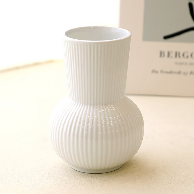 인테리어 장식 오브제 세라믹 화병, 퓨어화이트