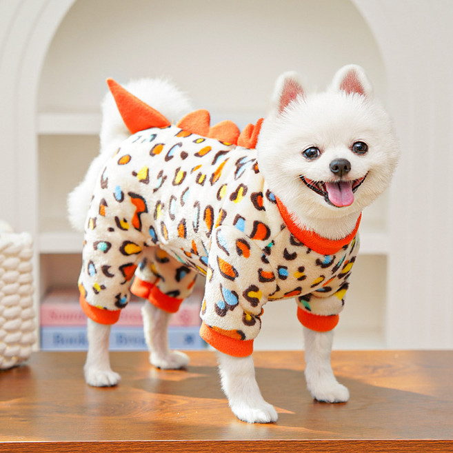 아티펫 반려동물 레오파드 공룡 견인 올인원, 오렌지, 1개