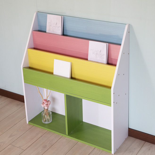 양지가구 전면책꽂이, 오색, 3단