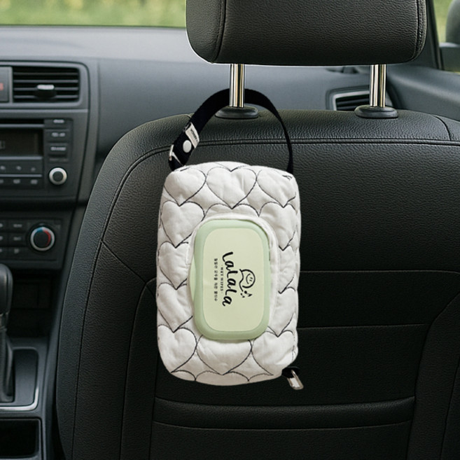 깨비다 차량용 2in1 걸이형 대용량 물티슈 케이스, 화이트, 1개