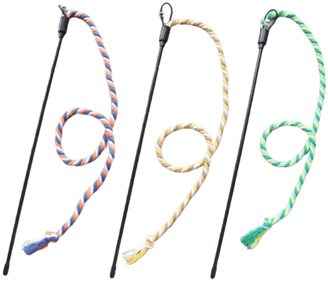 고양이 둥둥펫 롱 실타래 낚시대 3종 세트, 혼합색상, 1세트