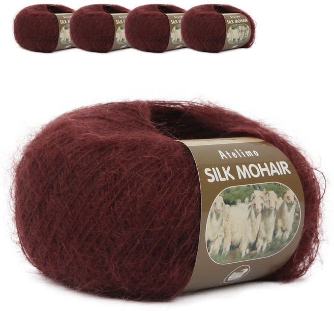 연일섬유 실크 모헤어 뜨개실 5p, 9 레드빈, 5개