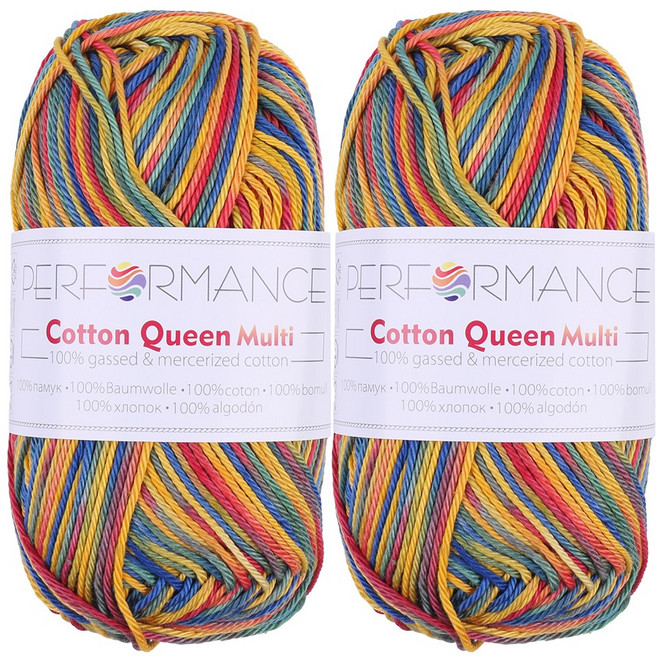 mamaknit Cotton Queen 緹花編織線, 9158 深色混色, 2個