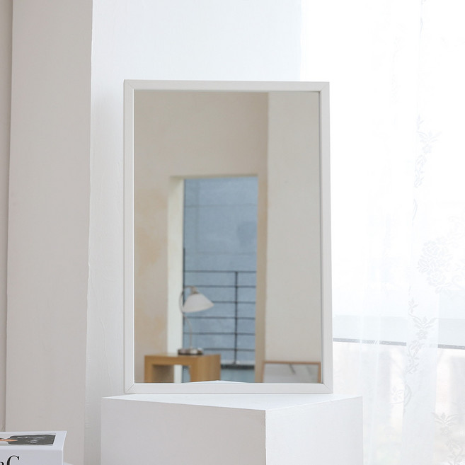 우드리퍼블릭 침실 화장대 벽거울 중형 600 x 400 mm, 화이트