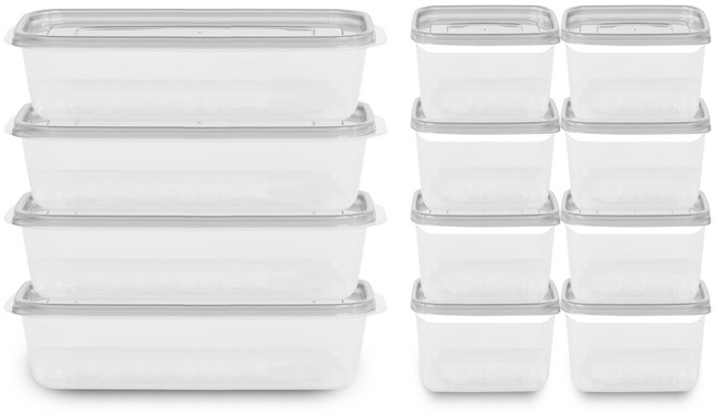 제오닉 간편 냉장 냉동 정리 용기 세트, 1세트, 1500ml x 4p + 650ml x 8p