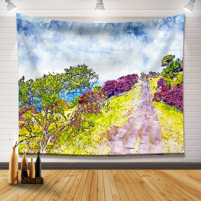 모디시 전원 풍경 유화 태피스트리 벽 장식용, 길