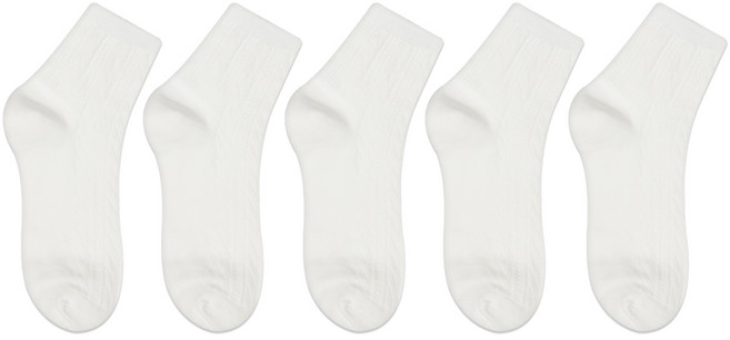 박군 MJ 여성용 학생용 갑종 트위스트 꽈배기 단목 양말 5족