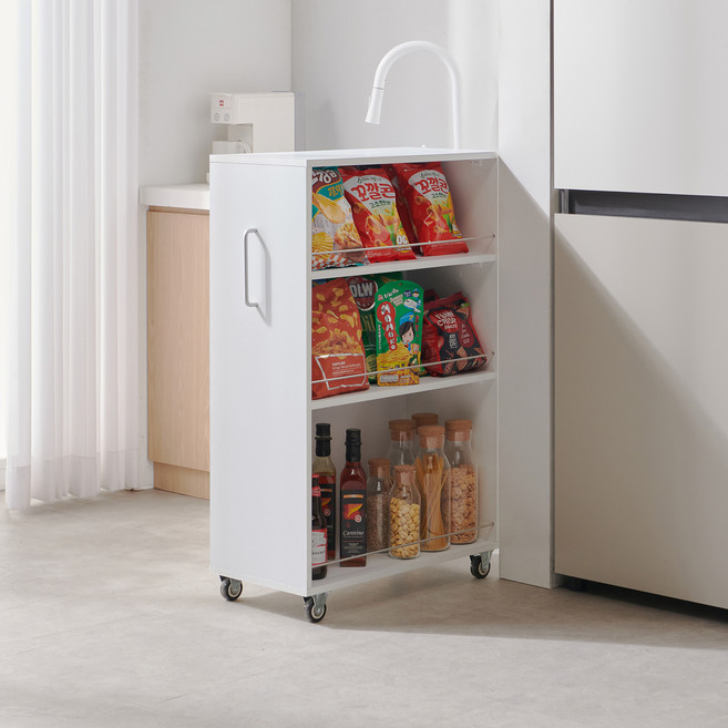 컨실 냉장고 틈새 수납장 소형, White