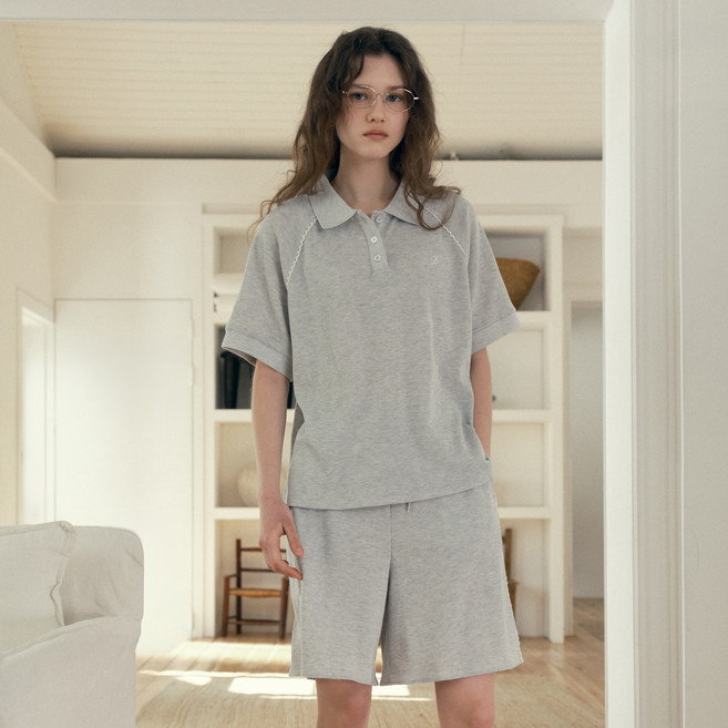 쥬시쥬디 여성용 와플 카라 티셔츠 J1TS324E