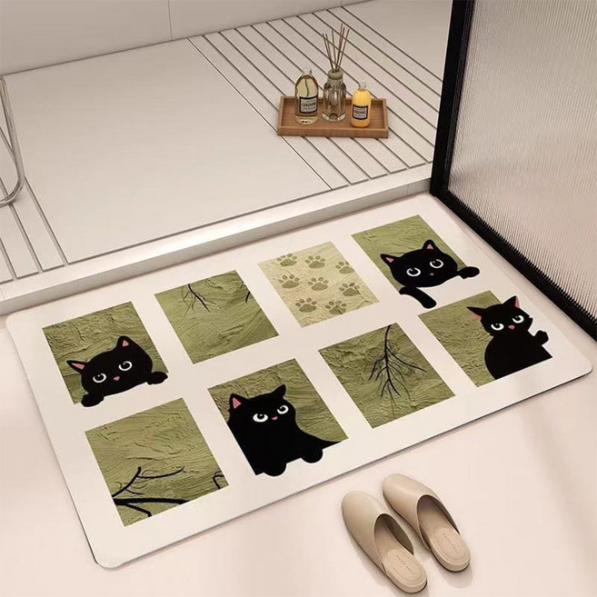알럽홈 블랙캣 캐릭터 규조토 발매트, TYPEB