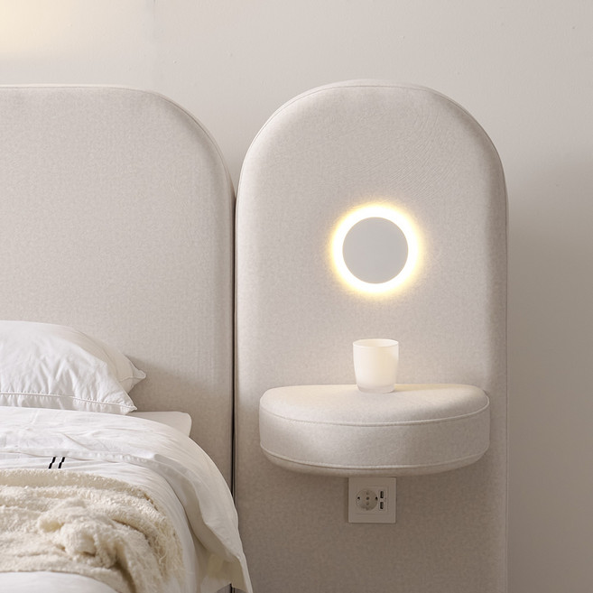 웰퍼니쳐 벨누아 LED 패브릭 수납 침대 프레임 사이드 패널 단품 방문설치, 화이트