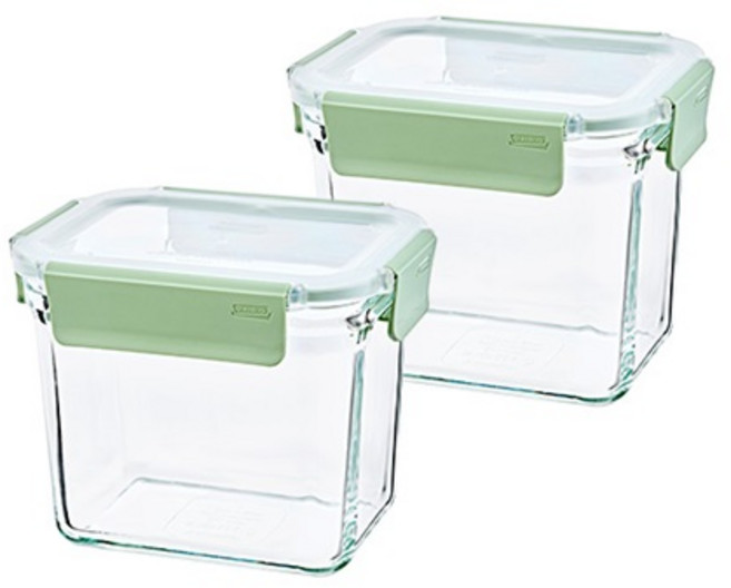 글라스락 퓨어 릴렉스 그린 직도어, 2개, 920ml