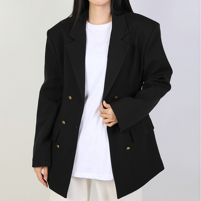 퀸이즈 여성용 오버핏 미니버튼 포인트 자켓