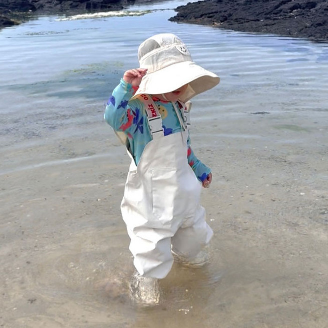 오즈키즈 아동용 갯벌친구 초경량 가슴장화, 아이보리, 210