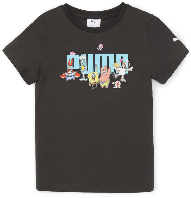푸마 아동용 스폰지밥 로고 티셔츠_SPONGEBOB LOGO TEE_블랙_67587101