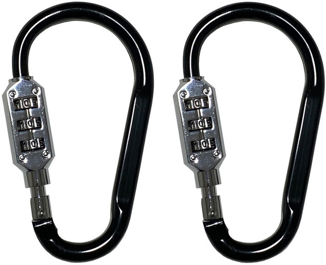 트래블큐브 컬러 잠금 카라비너 3 다이얼 자물쇠 대형 블랙, 2개