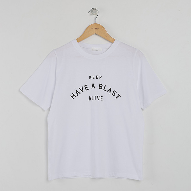 빼빼 여성용 통기성 라운드넥 포인트레터링 반팔 티셔츠