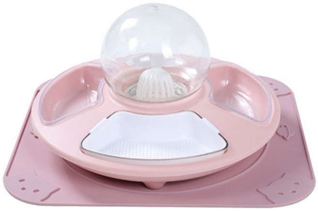 펫트롱 반려동물 멀티 급수기 급식기 + 패드, 핑크, 1개