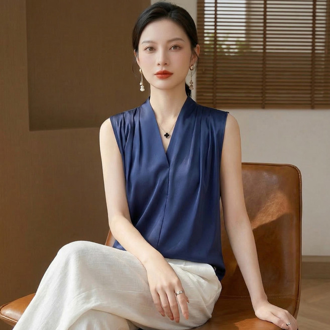 마켓에이 여성용 셔링 포인트 나시 블라우스 M263-0467