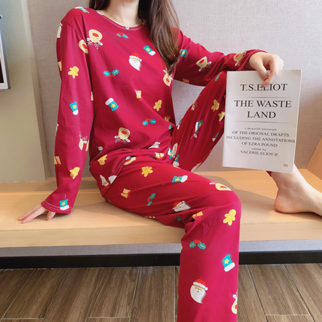 엘쏘 여성용 부드러운 긴팔 파자마 상하의 세트