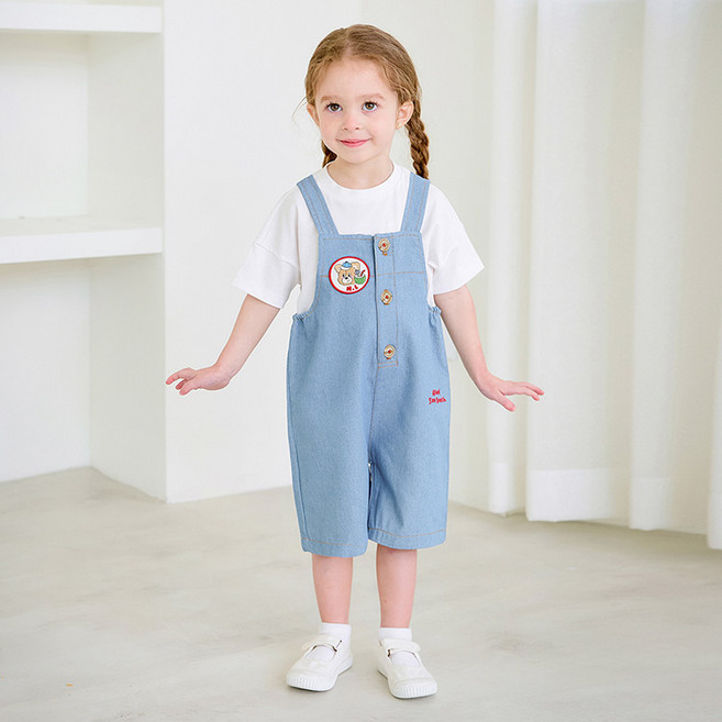 몰리멜리 아동용 통기성 알로하 청해지 오버롤 팬츠