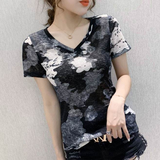 LUNA GIRL 女款排汗V領T恤