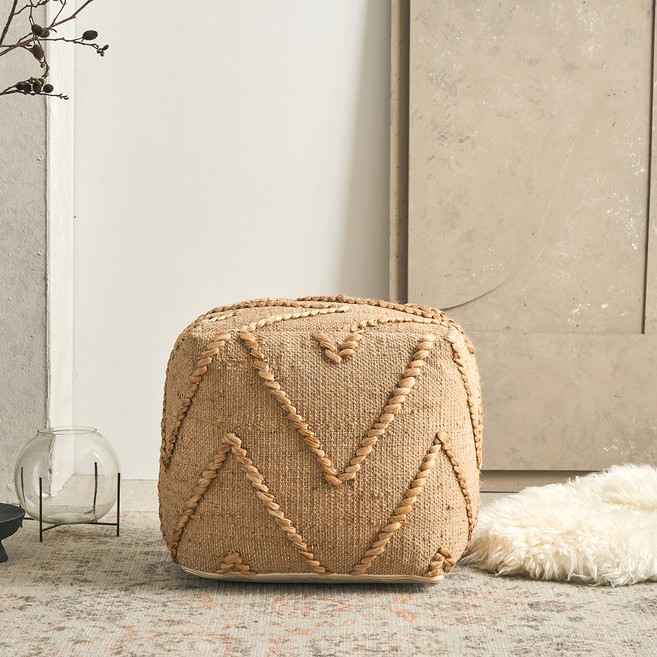 리바트 GLG TRENDY 소가구 스툴 러그 리퍼블릭 방문설치, 가벨 햄프 푸프 내츄럴, 1개