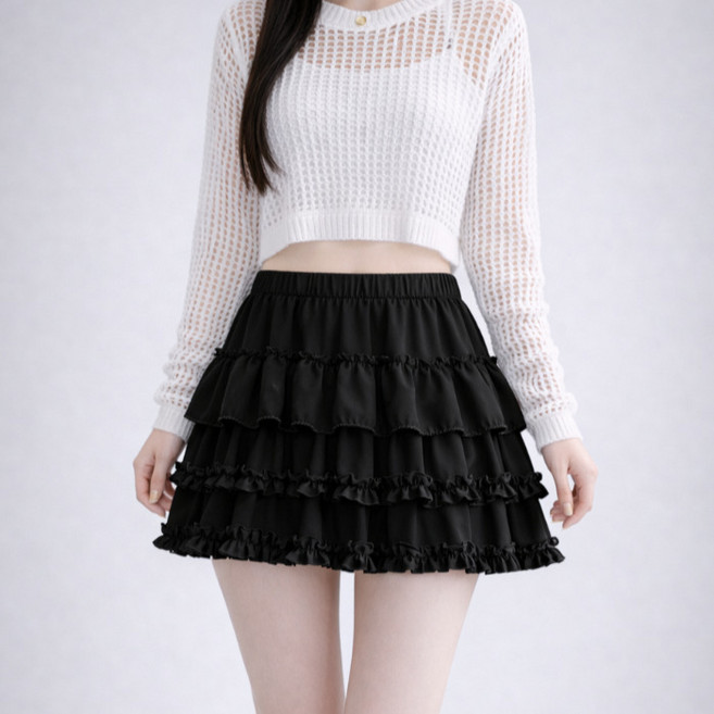 라라온 밴딩 러플 프릴 캉캉 미니 치마 26TSP3908