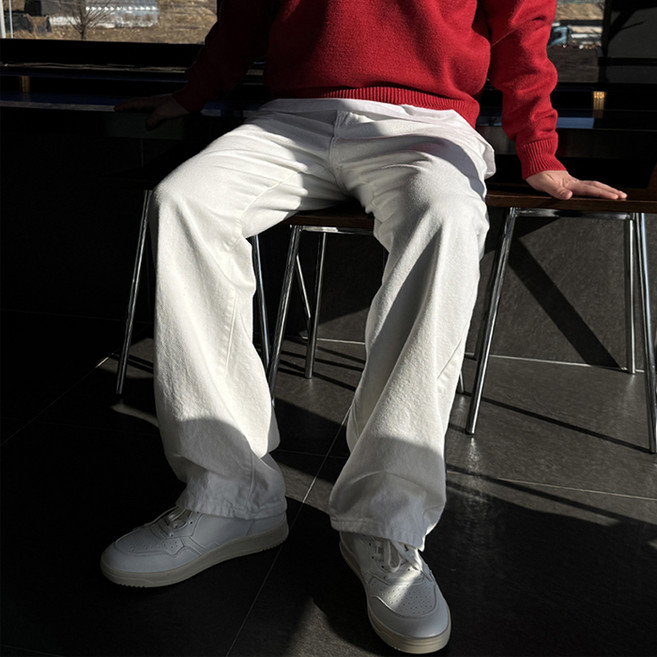 머시따 남성용 코튼 세미와이드 데님 팬츠