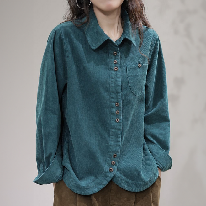 시크힐즈 여성용 아젤리아 트리플 버튼 포켓 코듀로이 셔츠 11921