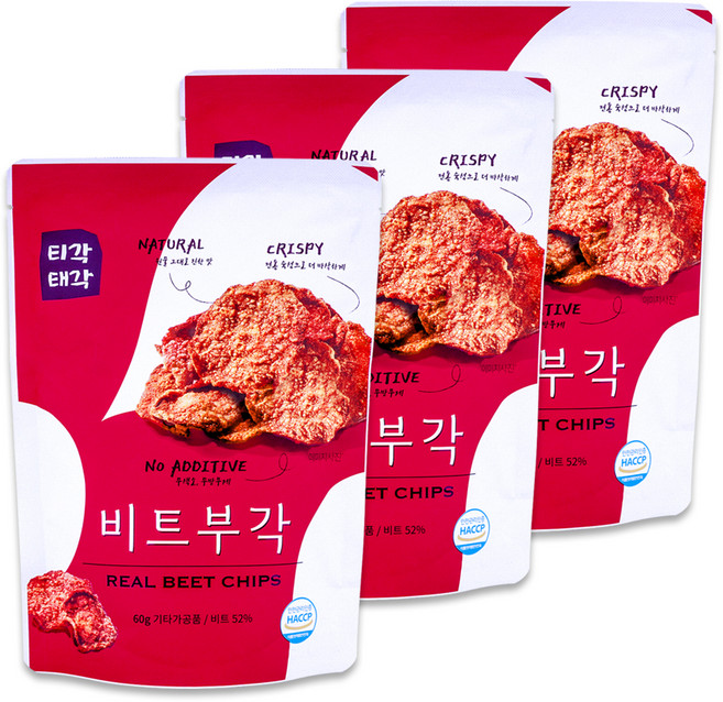 TigakTaegak 傳統甜菜根脆片, 60克, 3個