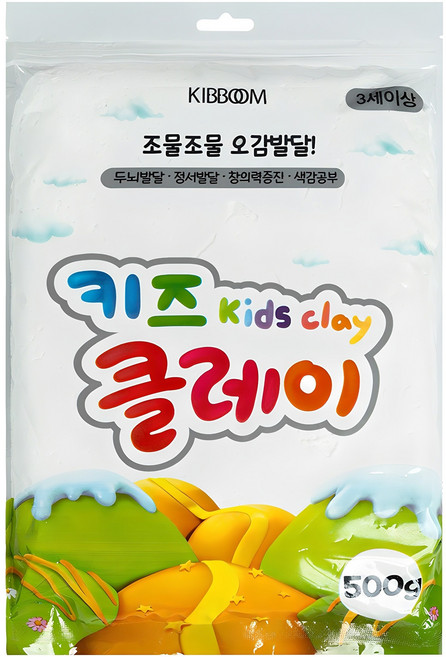 KIBBOM 兒童黏土, 白色的, 500g, 1個
