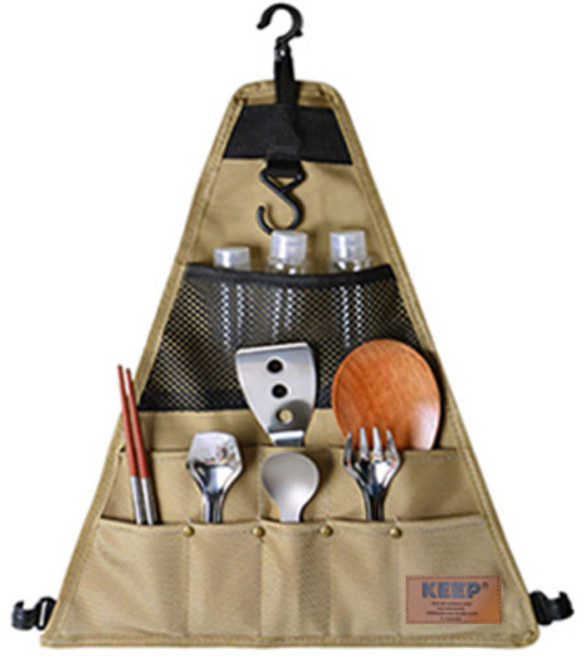 KEEP CAMPING 露營感性印地安掛架多口袋收納袋 三角 中, 單一顏色, 1個