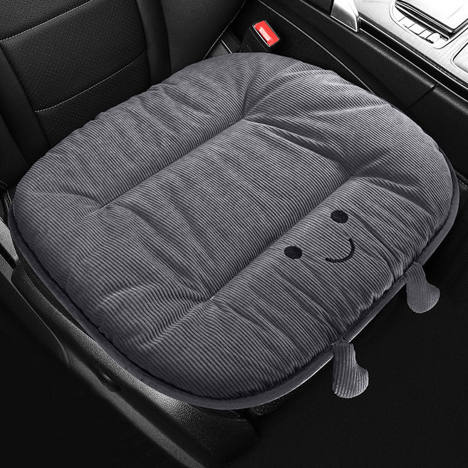 Ez2mk 燈芯絨可愛汽車座椅墊 前座坐墊 MS-1710, 灰色, 1個