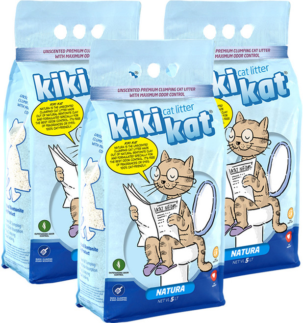 키키캣 캣리터 벤토나이트 고양이 모래, 5L, 3개, 무향