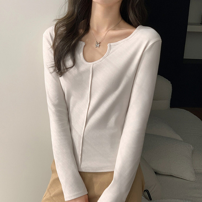 SONIO 女款U領修身長袖T恤