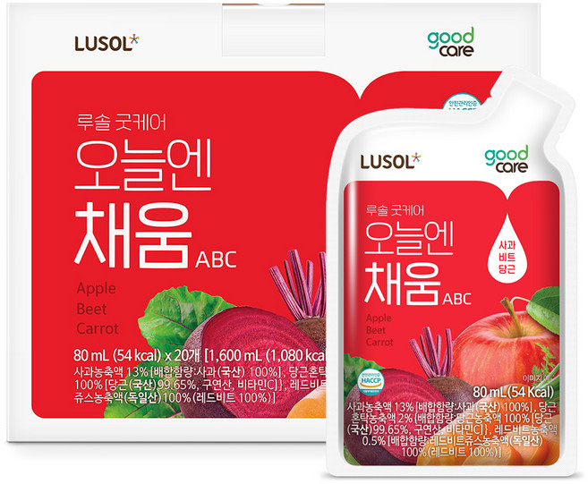 루솔 굿케어 오늘엔 채움 사과 비트 당근 주스, 80ml, 20개