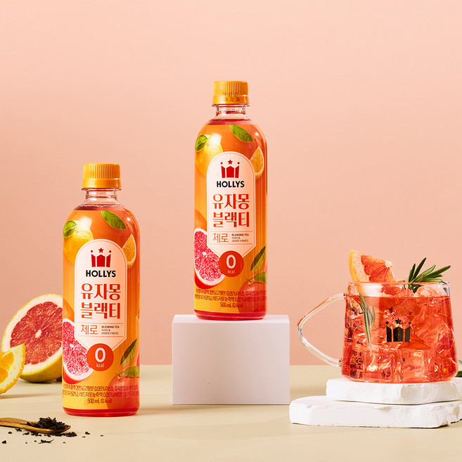 할리스 유자몽 블랙티 제로, 500ml, 24개